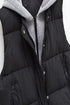 FAUX SWEATSHIRT HOODED VEST